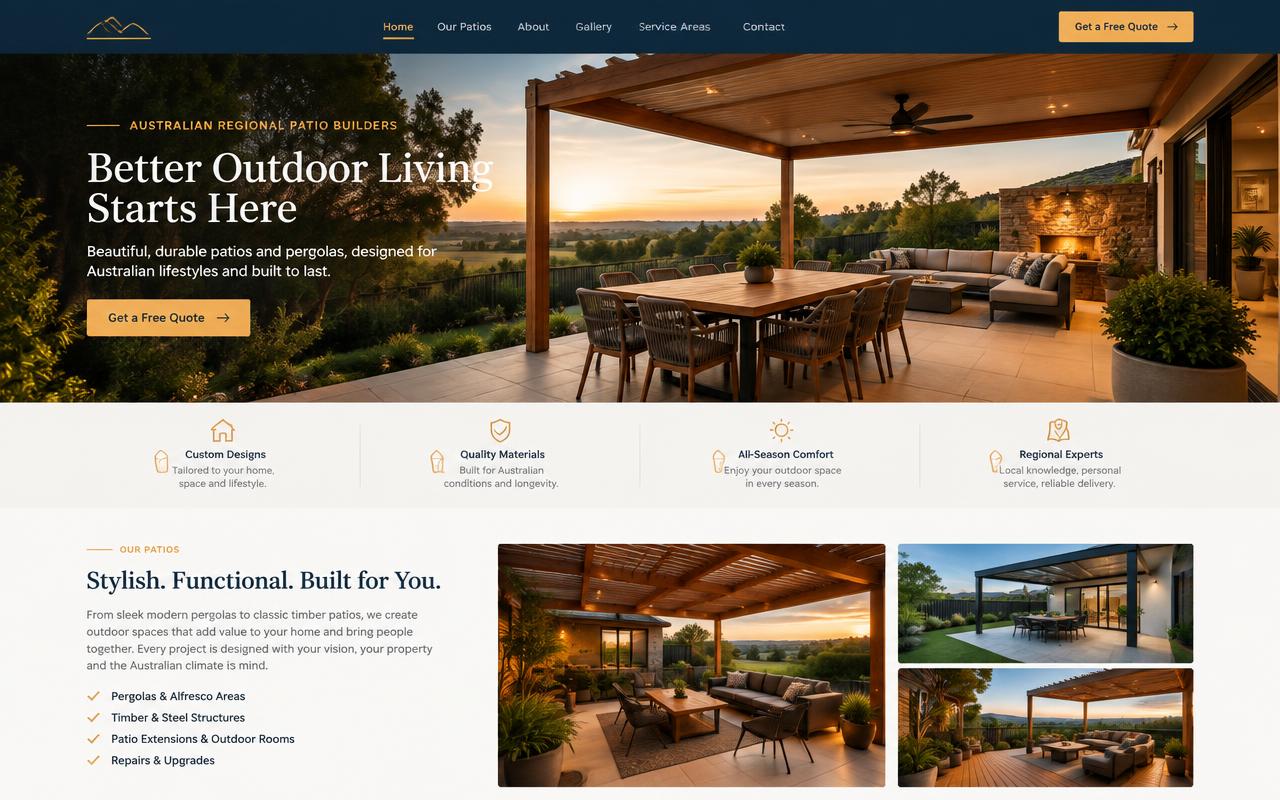 Patio builder website sample website direction