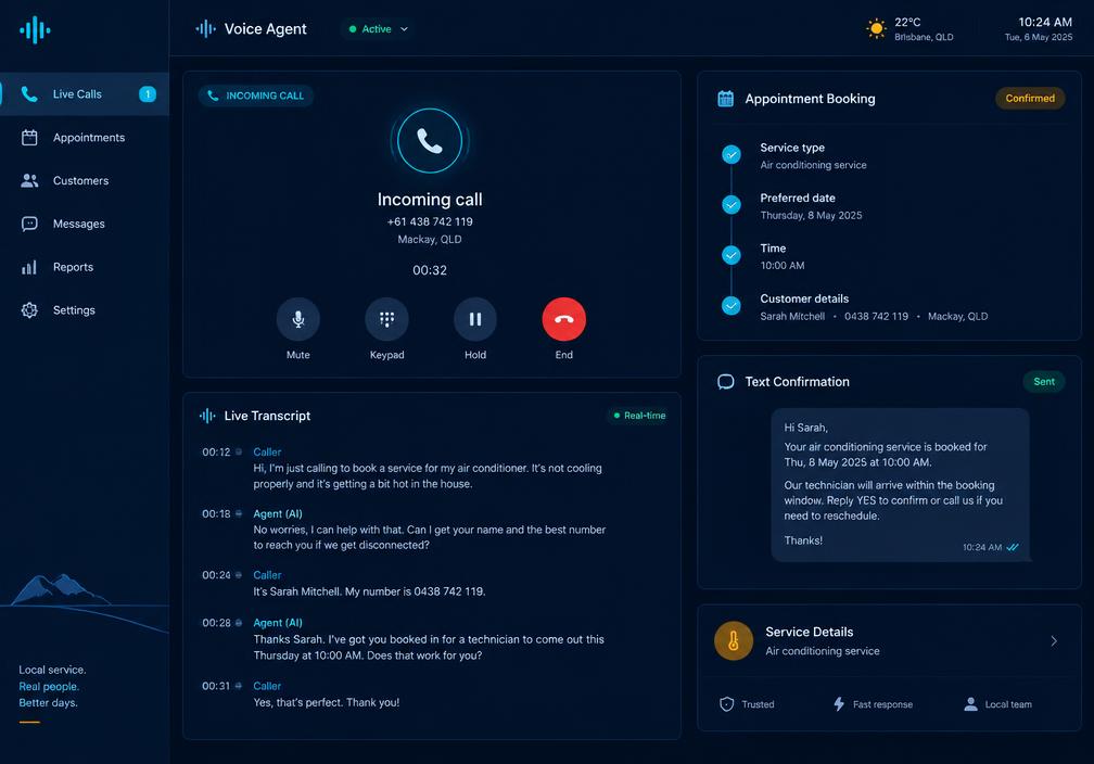 Voice bots for business example interface